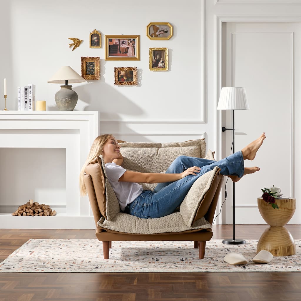Dual-Texture Chenille Lounge Chair with Adjustables