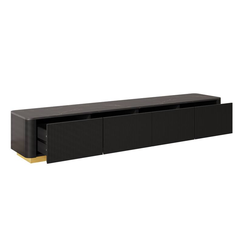 Luxury Fluted TV Stand for TVs Up to 85" with 4 Drawers