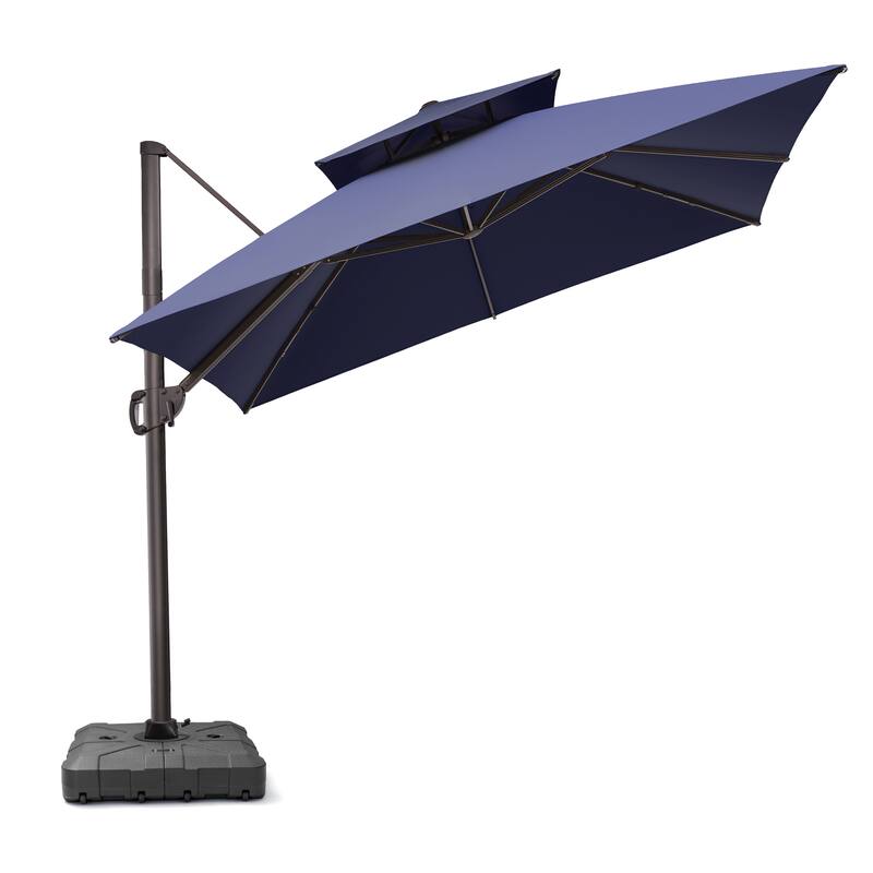 10.5ft Patio Outdoor Double Top Cantilever Offset Umbrella w/base