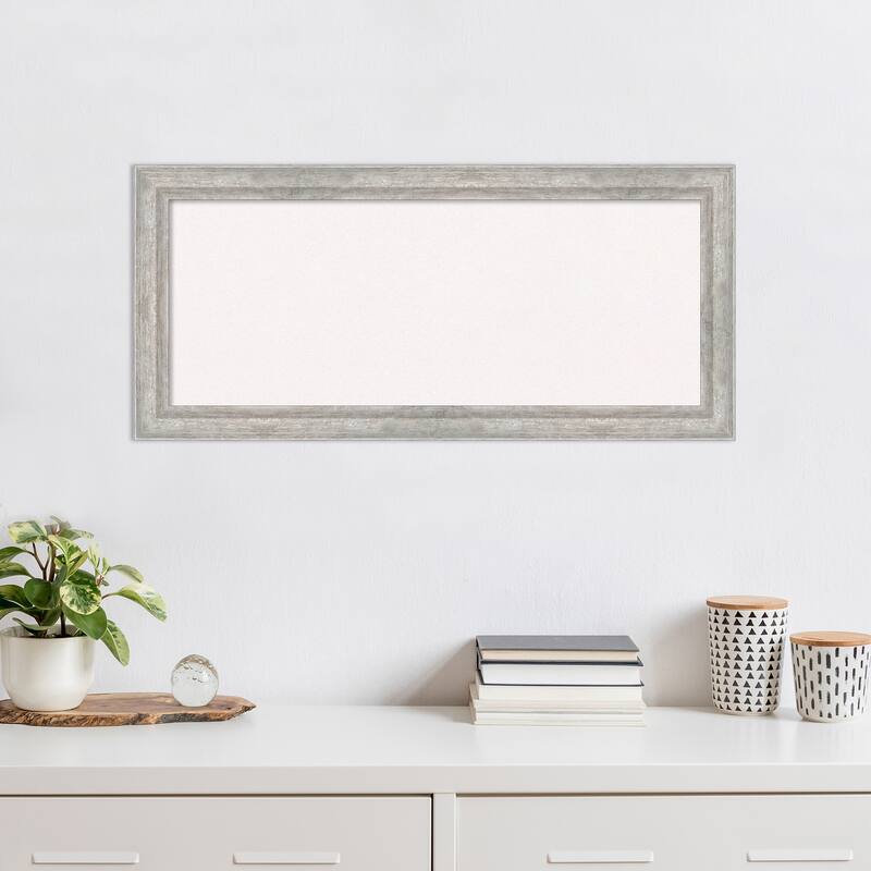 Angled Silver Wood Framed White Corkboard Bulletin Board, Organization Board, Pin Board
