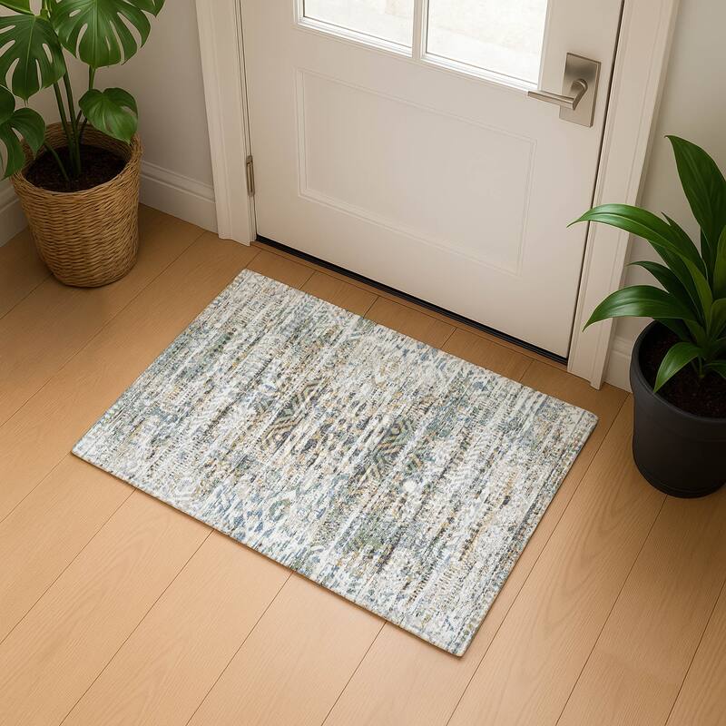 Premium Washable Super Soft Modern Global Mayfield Rug - Ivory - 1'8" x 2'6"