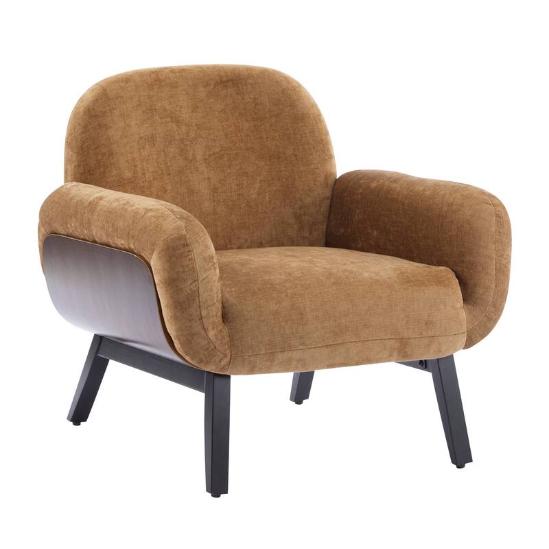 Christopher Knight Home - Modern Upholstered Accent Arm Chair with Round Arms and Solid Wood Legs