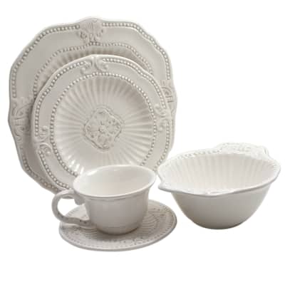 American Atelier 20-piece Antique White Baroque Dinnerware Set (Service for 4)