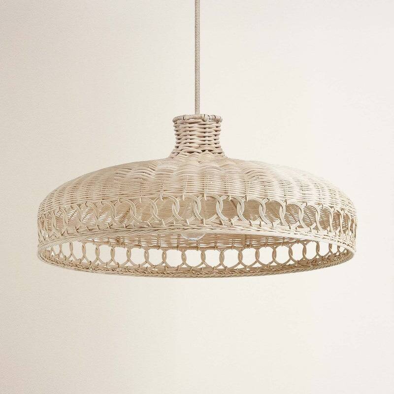 Verona Rattan Pendant Light - Natural Large Drum 1-Light Handwoven Ceiling Light For Modern, Transitional, Farmhouse Room Decor