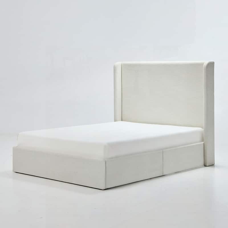 Upholstered Platform Bed Frame with Wingback Bed