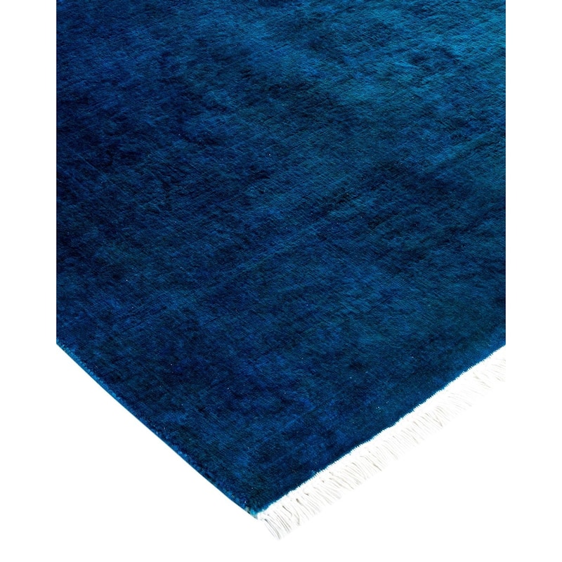 Overton Hand Knotted Wool Vintage Inspired Modern Contemporary Overdyed Blue Area Rug - 3' 2" x 5' 1"