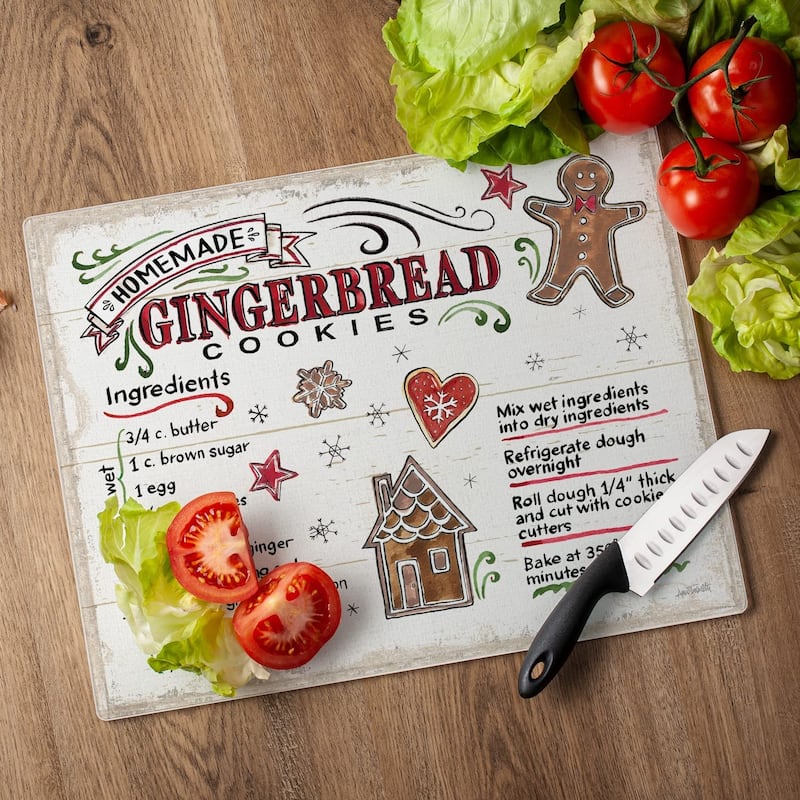 CounterArt Holiday Treats Decorative 3mm Heat Tolerant Tempered Glass Cutting Board 15" x 12" Made in the USA Dishwasher Safe