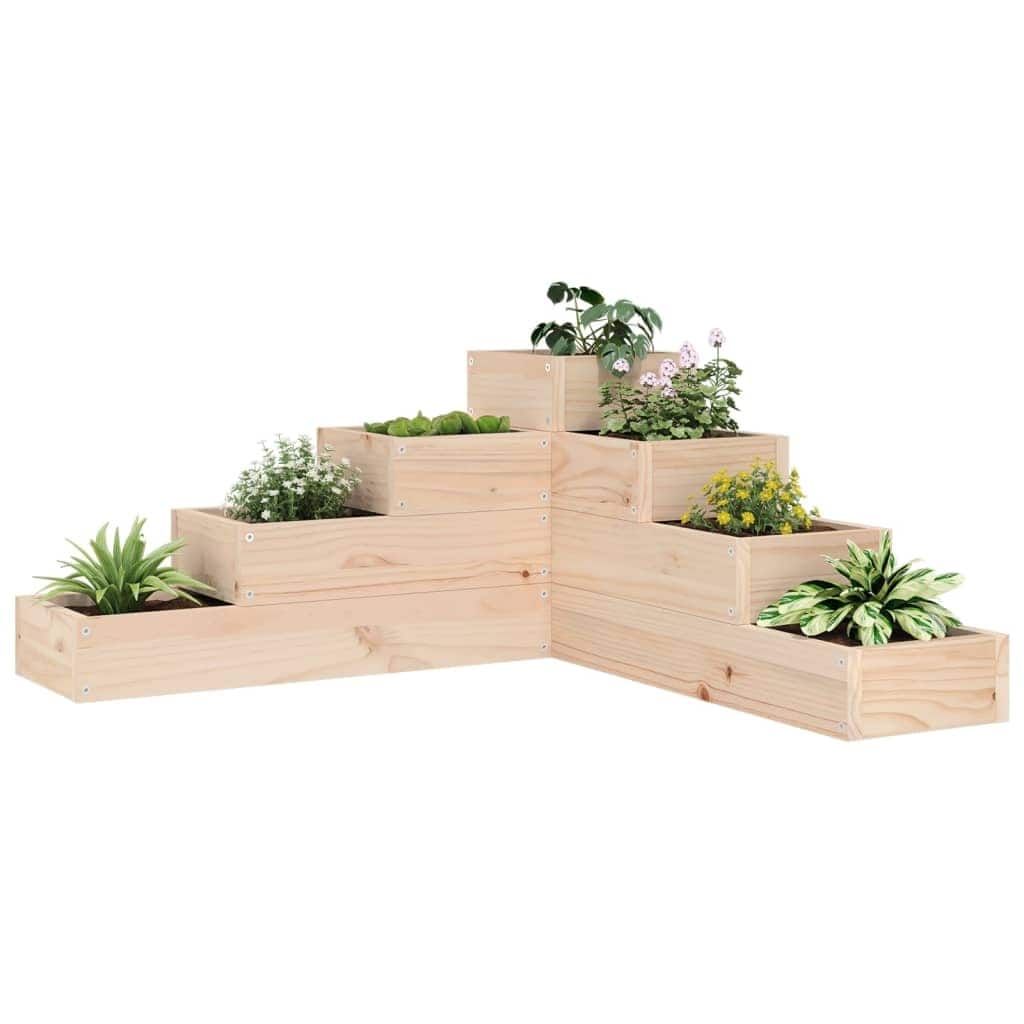 vidaXL Patio Planter 4-Tier 31.7x31.1x14.2" Solid Wood Pine - 80.5 x 79 x 36 cm/ 1