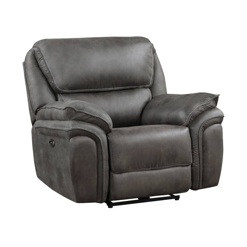 Tony 40 Inch Power Recliner Chair, Gray Microfiber, Solid Wood, USB Port