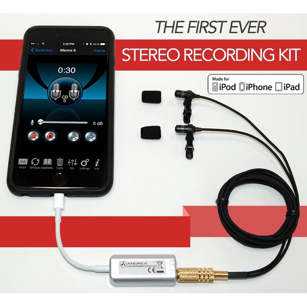 Iphone Ipad Stereo Recording Kit Includes High Quality Stereo Microphones And Lightning Connector Audio Interface Overstock 22963774