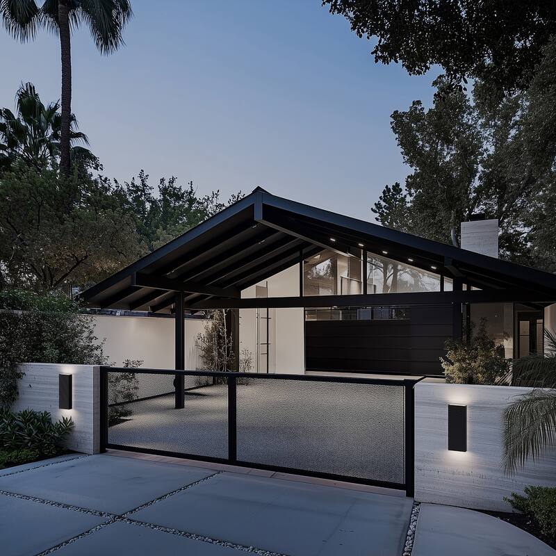 Pillar 16in LED Outdoor Wall Light Selectable CCT 2700-3000-3500-4000K set to 2700K in Black