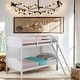 preview thumbnail 25 of 29, Modern Style Twin/Twin Bunk Bed with Arched Headboard and Angled Ladder White