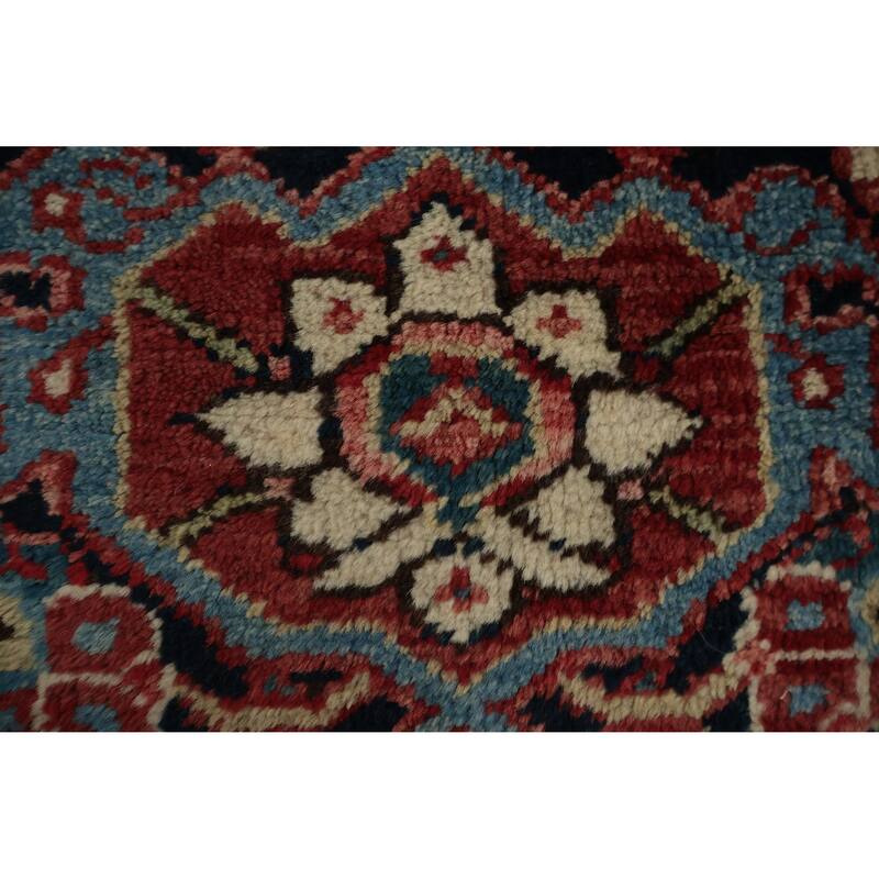 Hand Knotted Oriental 100% Wool Carpet Traditional Medallion Red Heriz (serapi) Area Rug - 13' 7'' X 10' 7''