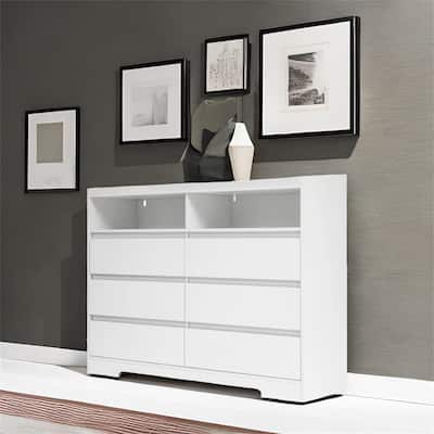 White Dresser for Bedroom with LED Lights