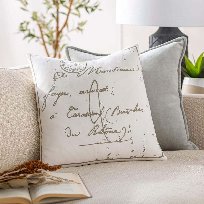 The Gray Barn Red Rock 18-inch French Script Throw Pillow
