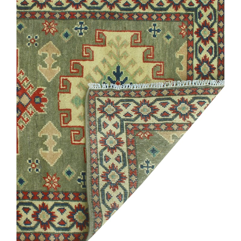 Noori Rug Kazak Viola Grey-Green/Ivory Runner - 2'9" x 9'6"