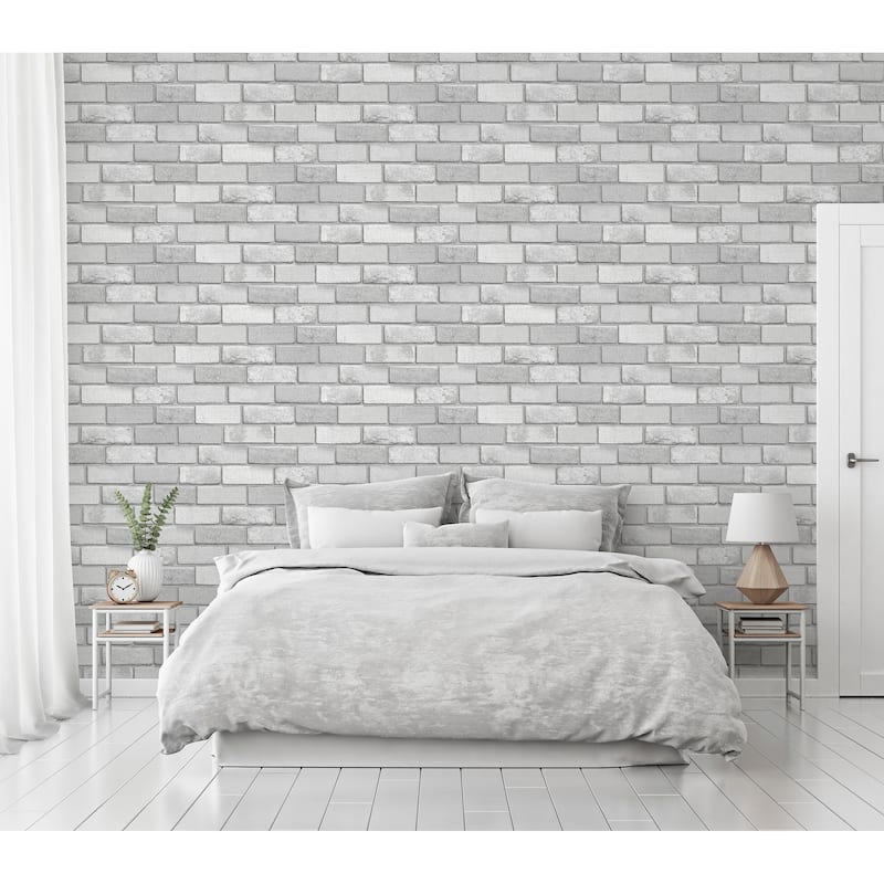 Diamond Glitter Brick Vinyl Wallpaper - 20.8 in. W x 33 ft. L