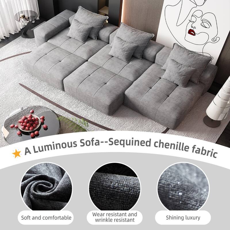 Modern Oversized Modular Sectional Sofa, with 6 Pillows,6 PCS DIY Combination Tufted Sofa