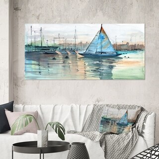 Designart "A Sailboat In A Marina With Some Yachts" Nautical & Coastal ...