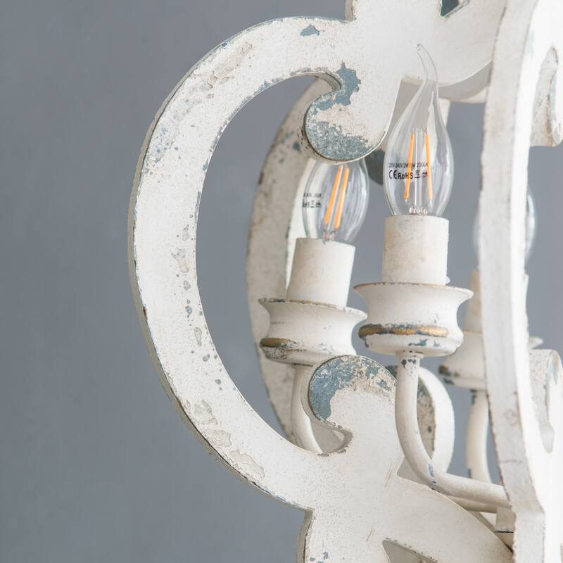 6-Light Wood Chandelier, Dining Room Light Fixture, Rustic Ceiling Lighting for Dining Room Kitchen Island Bedroom