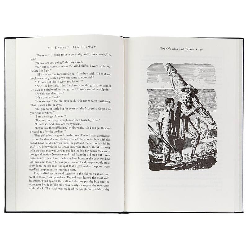 Graphic Image The Old Man and The Sea Coffee Table Book, Leather, Blue