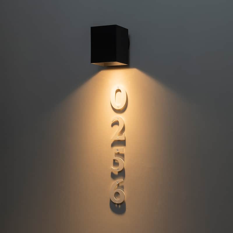 Matte Black Dusk to Dawn Outdoor Wall Lights with Door Numbers and Bulb Included