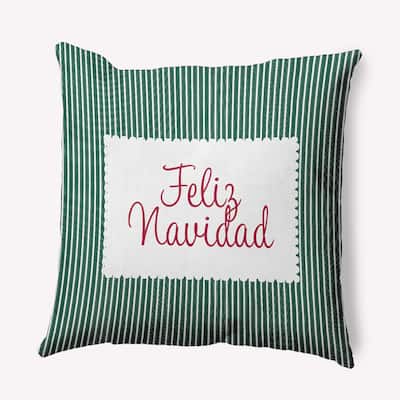 Feliz Navidad Ticking Christmas Accent Pillow