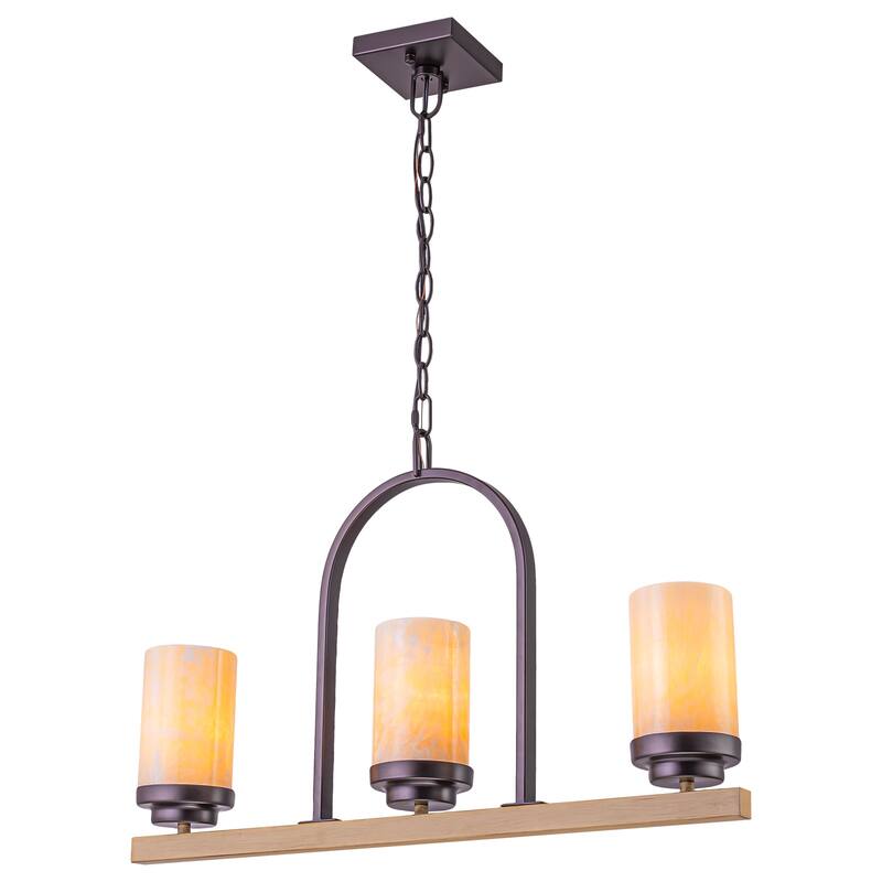 Retro Industrial Iron Pendant with Alabaster Candle Shade
