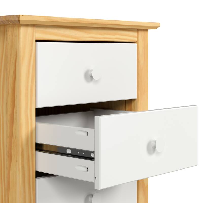 Adeptus Solid Wood Easy Pieces 3 Drawer End Table Natural w/White Front, White and Natural Knobs
