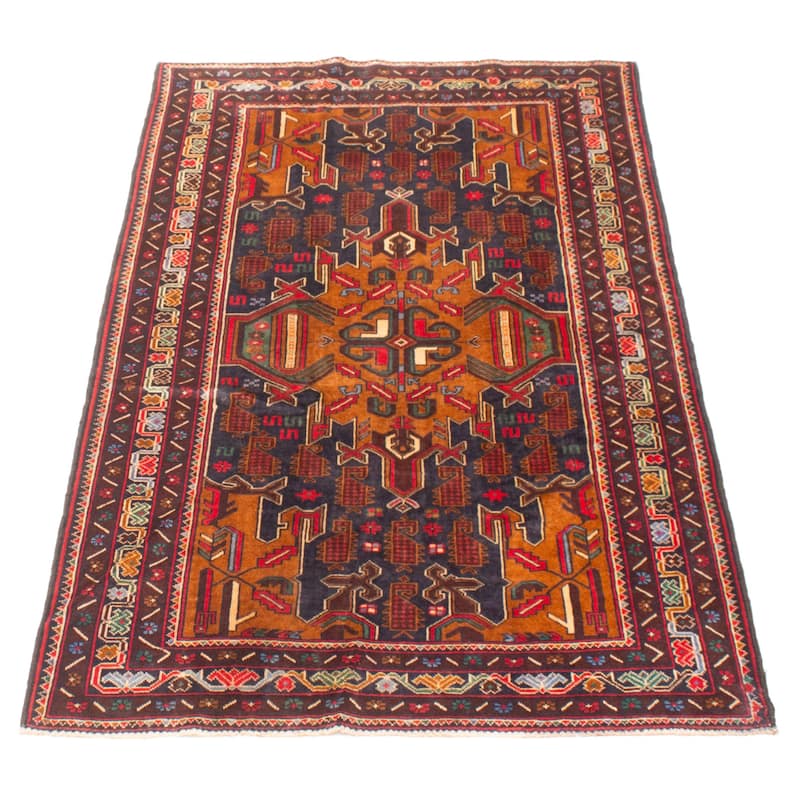 ECARPETGALLERY Hand-knotted Teimani Navy Wool Rug - 3'9 x 6'8