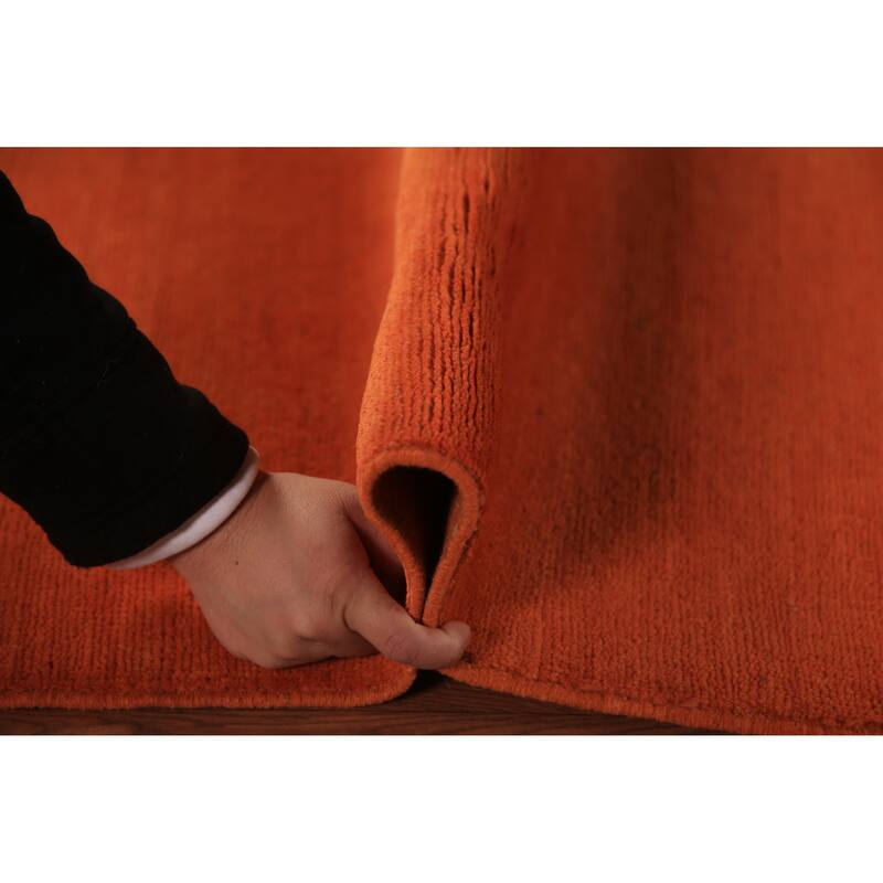 Solid / Modern Gabbeh Runner Rug Hand-Knotted Wool Carpet - 3'0" x 9'9"