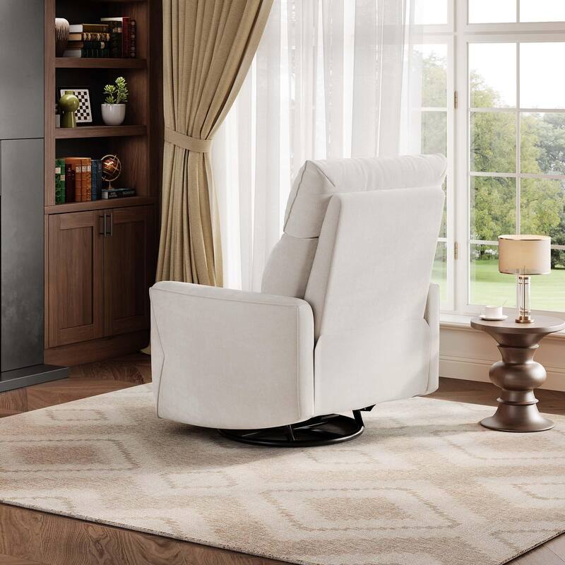 Power Recliner Chair, Swivel Rocker Chair for Adults, Upholstered Fabric Glider Recliner Nursery Chair with USB Ports
