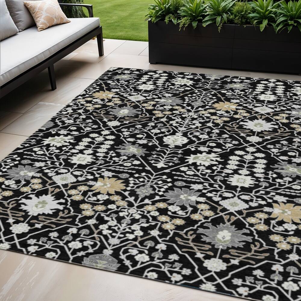 HomeRoots Oriental Traditional Rectangle Outdoor Rug