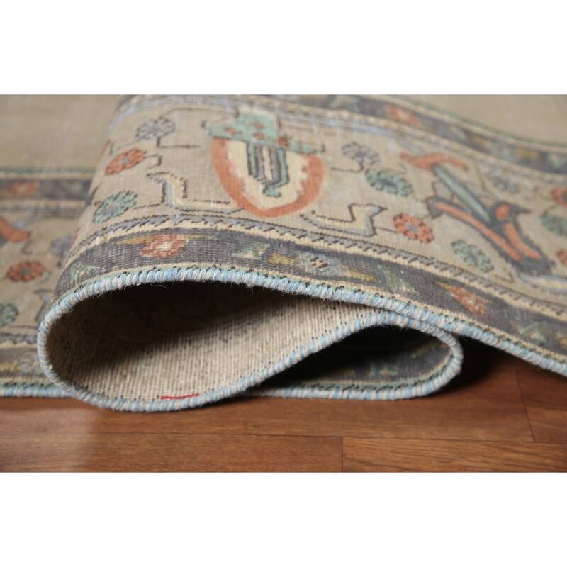 Hand Knotted Oriental 100% Wool Carpet Traditional Medallion Beige & Ivories Tabriz Area Rug - 10' 6'' X 7' 11''