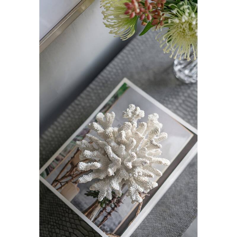 Faux Rising Coral Sculpture - 8.25" - White