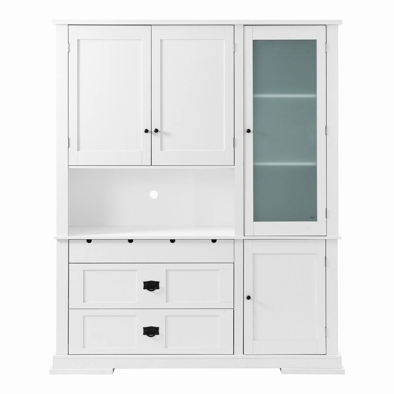 Freestanding 78.3" Kitchen Pantry with Hutch, Large Kitchen Pantry Storage with Drawers,Door Shelf and Adjustable Shelves