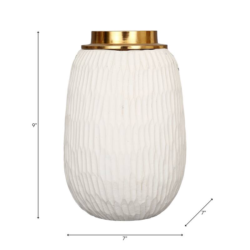 Pottery Metal Vase Earthenware Handcrafted Tapered Textured Surface