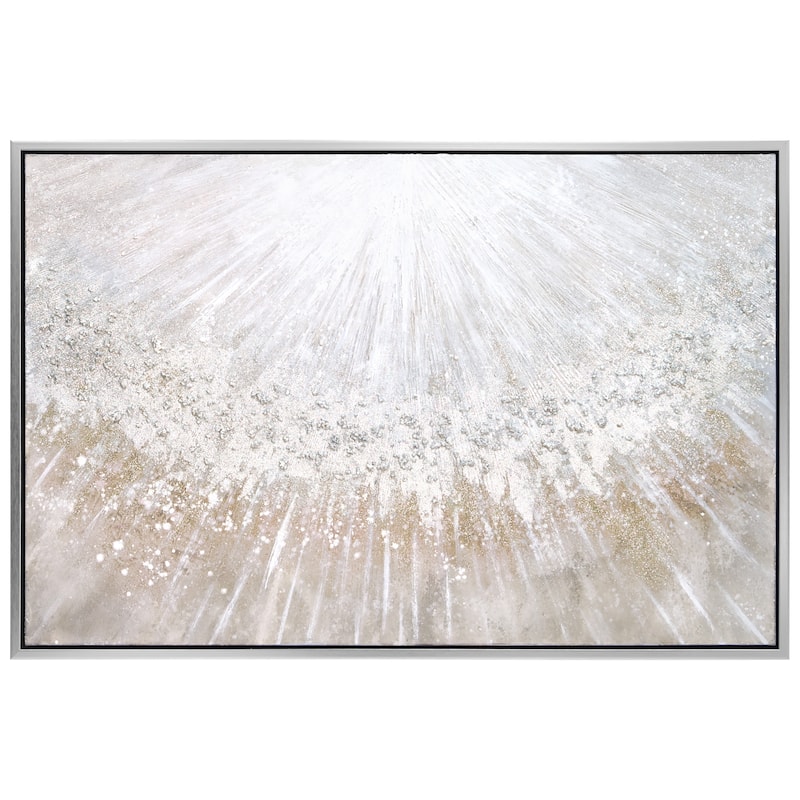 Silver Pellets Textured Glitter Hand Painted Canvas Wall Art 48" x 32" - 48 x 32