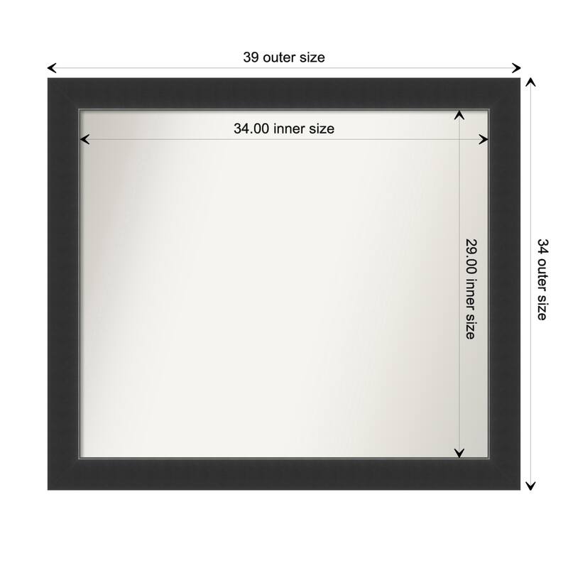 Corvino Black Framed Non-Beveled Custom Wall Mirror, Bathroom Vanity Mirror - Outer Size: 39 x 34