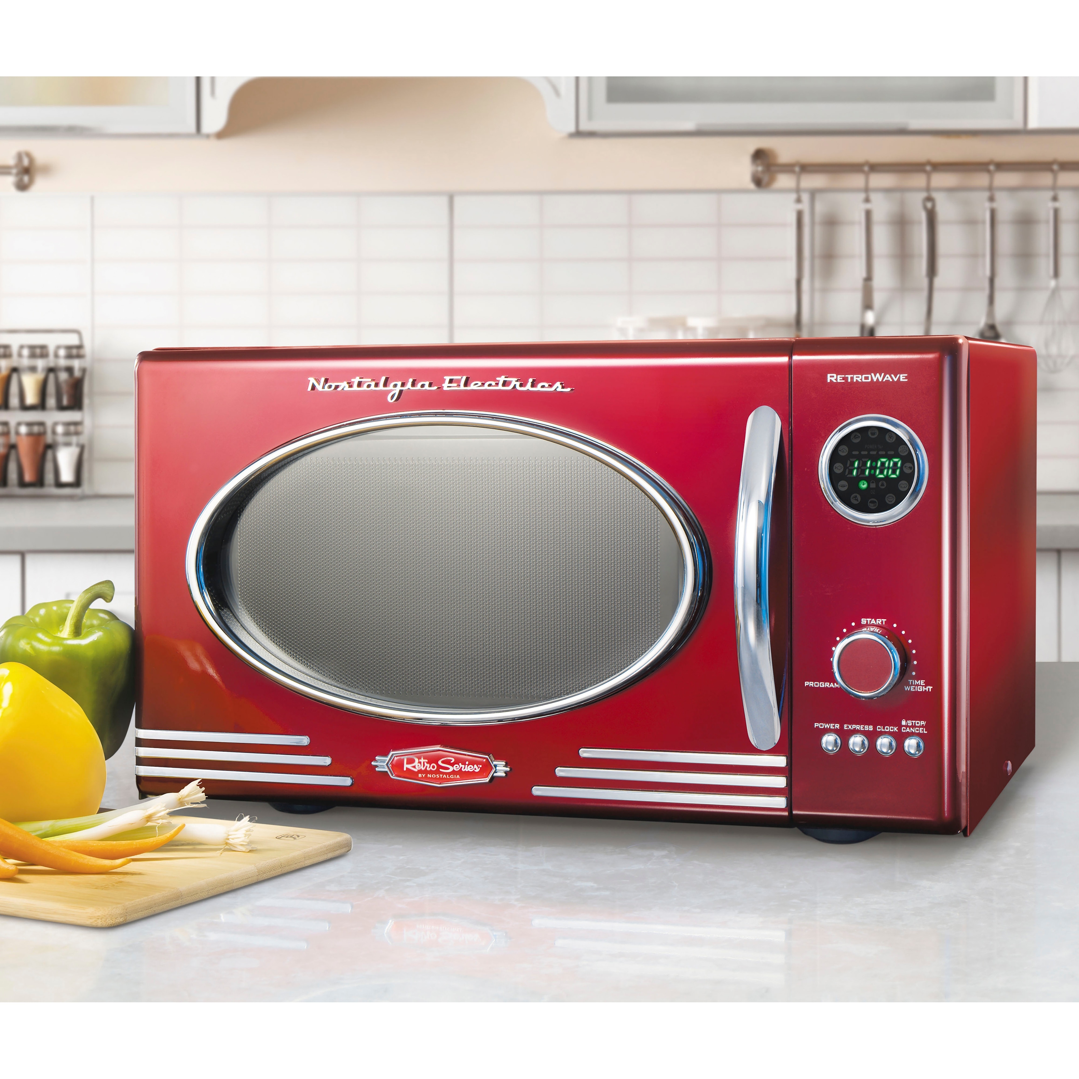 Nostalgia Retro 0.7 Cu. ft. 700-Watt Countertop Microwave Oven - Red