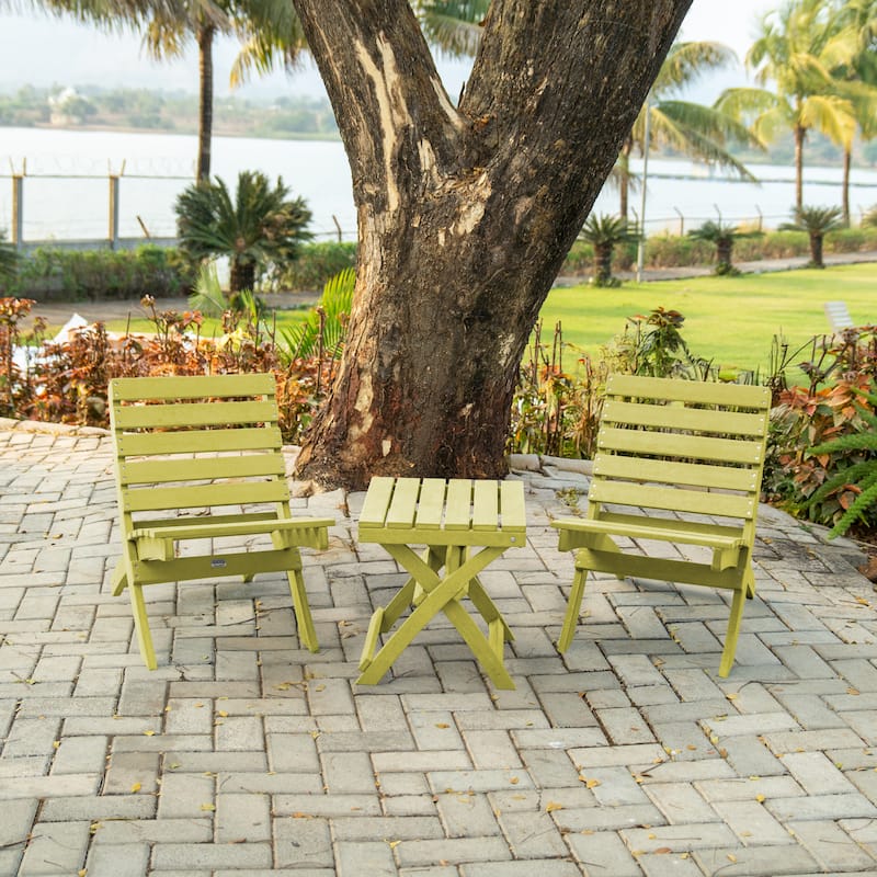 Versailles Quick Assembly All-Weather Outdoor Folding Patio Chair and Table Set - 3-piece