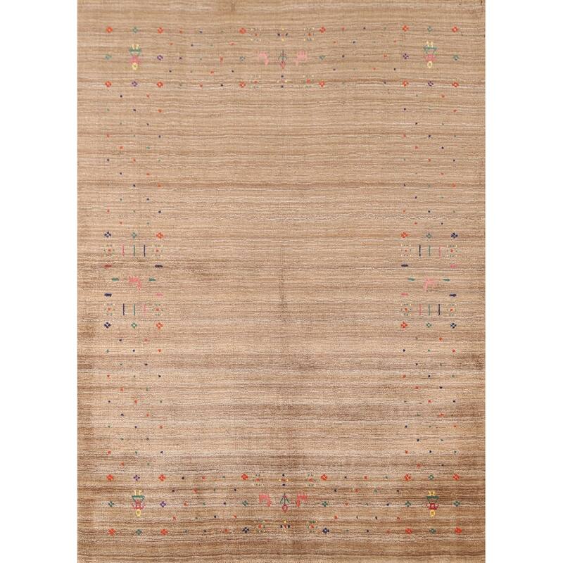 Tribal Striped Gabbeh Oriental Area Rug Handmade Wool Carpet - 4'4"x 5'9"
