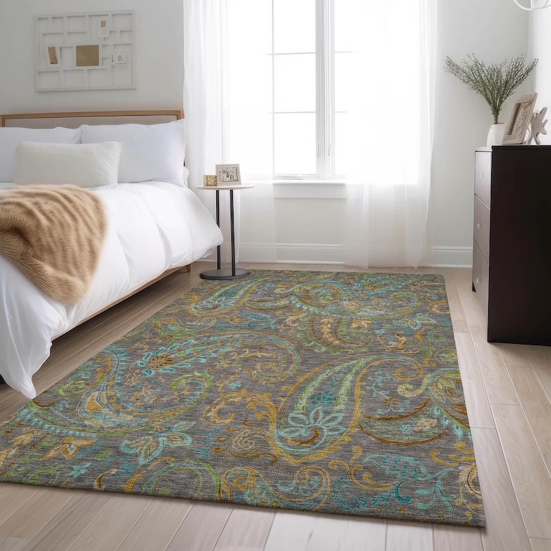 Premium Washable Super Soft Traditional Paisley Mayfield Rug - Taupe - 9' x 12' - Rectangle