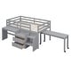 preview thumbnail 13 of 16, Twin Size Wooden Loft Bed with Movable Desk and Small desk, 2 Drawers, Full-Length Guardrail
