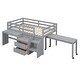 preview thumbnail 13 of 34, Wooden Loft Bed with Desk and Drawers, Lateral Portable Desk