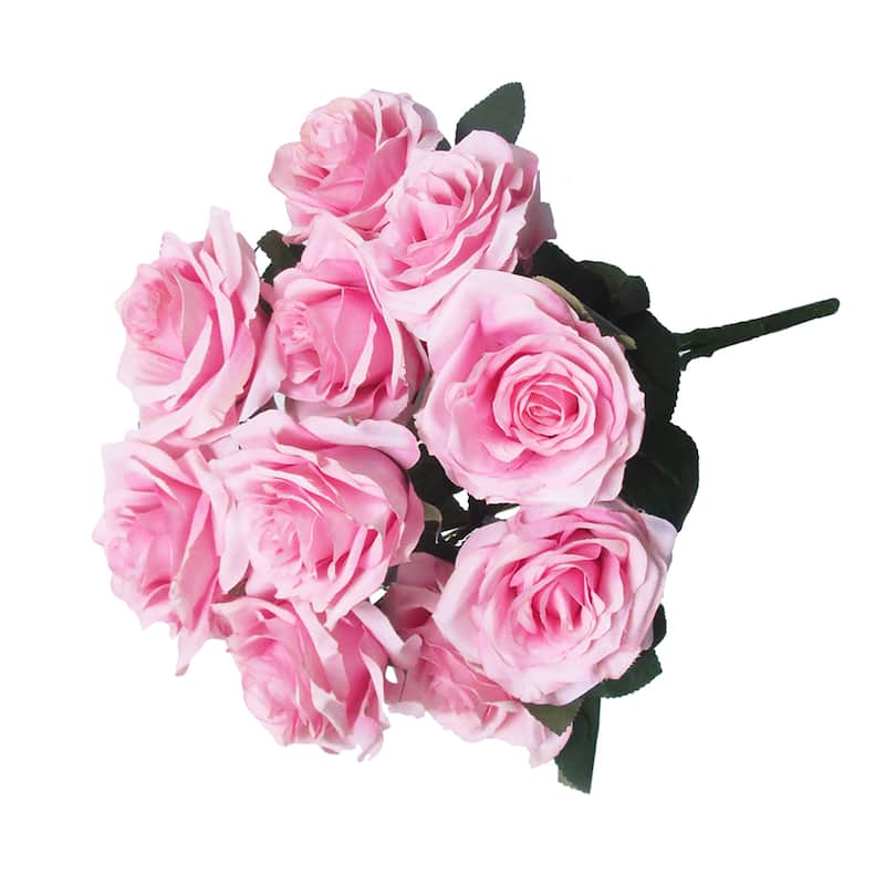 Set of 2 Artificial Queen Rose Flower Stem Bush Bouquet 18in