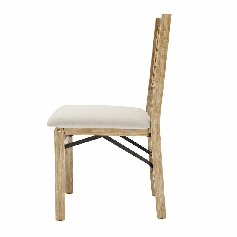 Scandinavian Woven Back Wooden Dining Chairs, Set of 2, Solid Wood Frame with Cushioned Seat