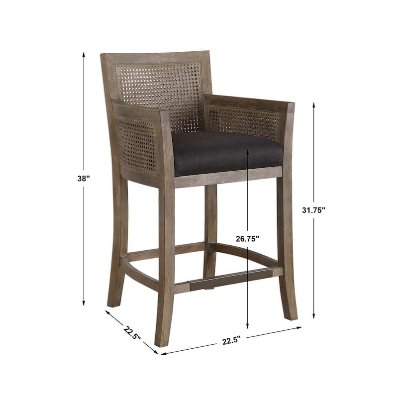 Uttermost Encore 23"W Rustic Beach Cane Counter Stool