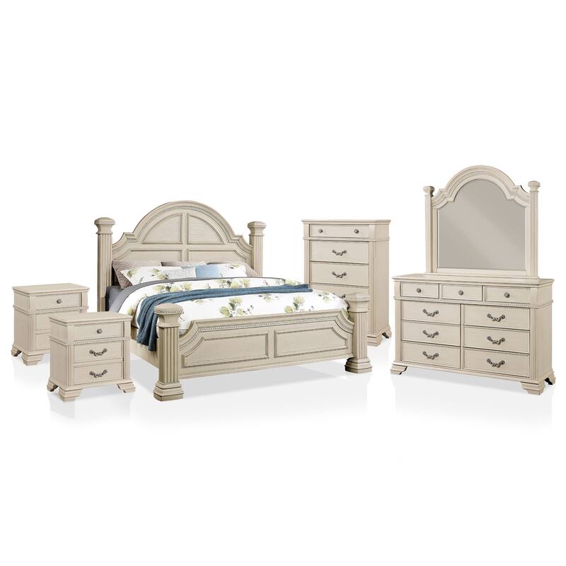 Stroh Traditional Wood 6-Piece Poster Bedroom Set with USB by Furniture of America