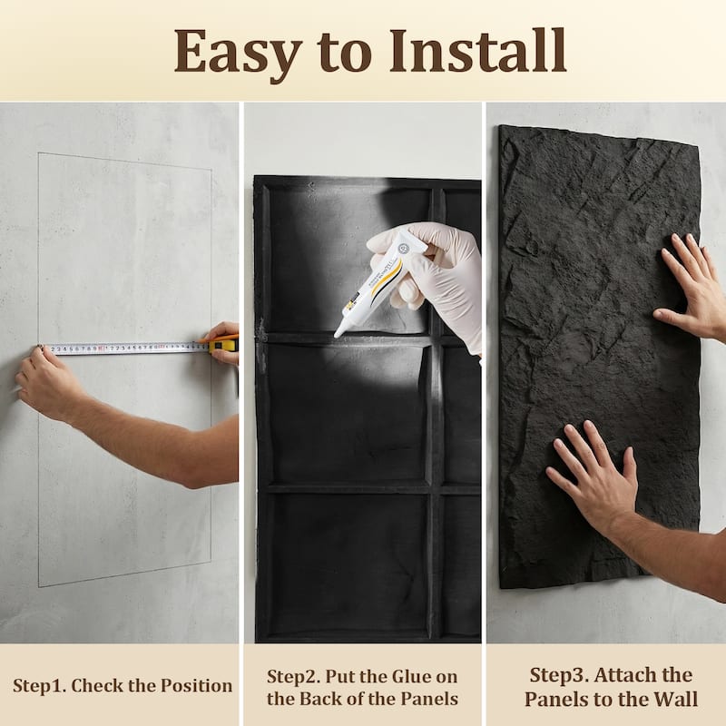 4Pcs 48"x24" 3D Faux Stone Wall Panels Imitation Decorative Wall Tiles for Interior Wall Decor